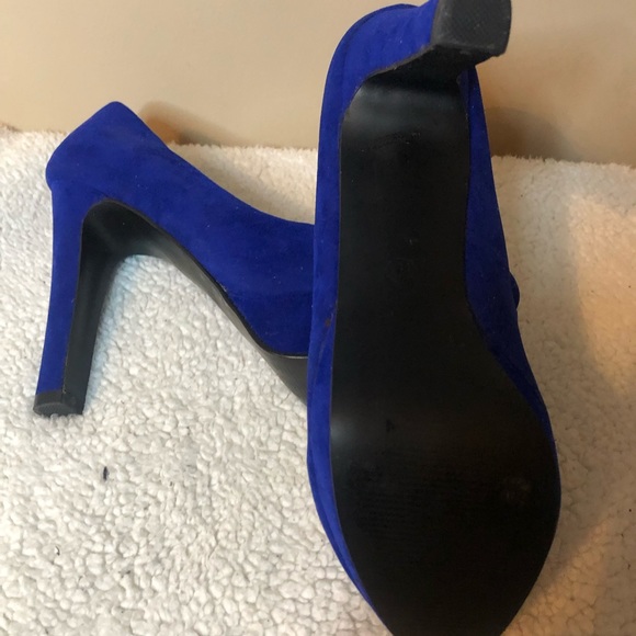 Blue suede platform heels size 10 - Picture 2 of 5